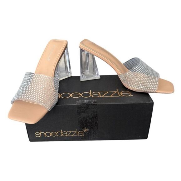 Shoe Dazzle Vela Clear Block Heeled Sandals with Modern Curved Heel Women’s 11 - Picture 8 of 13